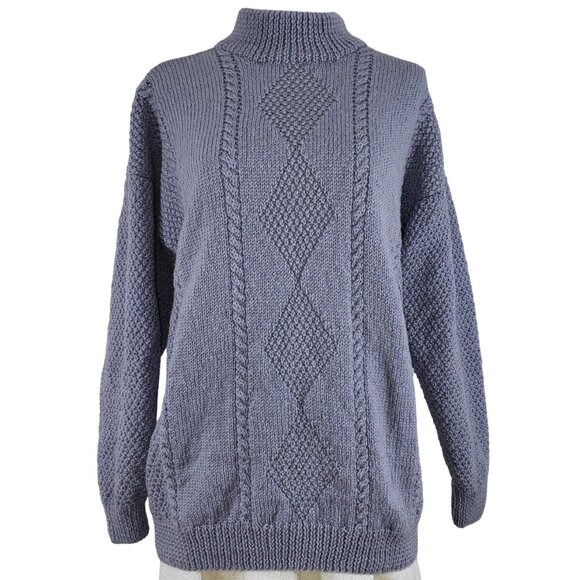 Handmade Sweaters - Handmade Oversize Knit Sweater Soft Warm Wool Beautiful Detailing Medium Large